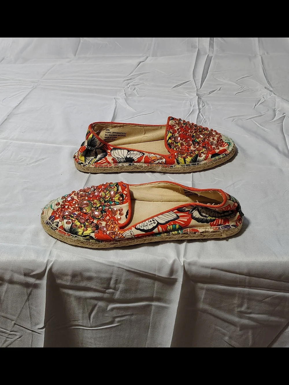Ladies Size 8 Fairy Elf Princess Whimsical Butterfly Espadrille Flats
